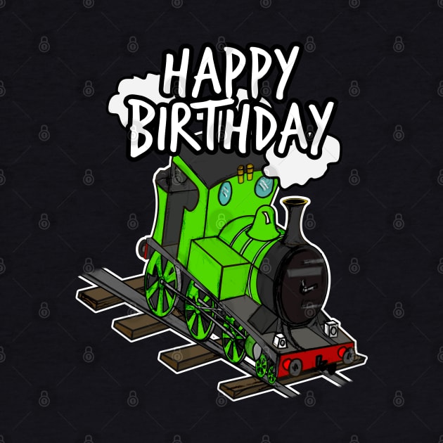 Birthday Train Steam Locomotive Railway Model Railroad (Green) by doodlerob